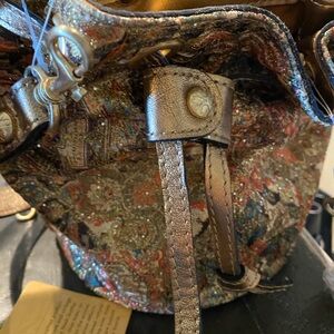 Patricia Nash Metallic Gold and Brown Shoulder Bag